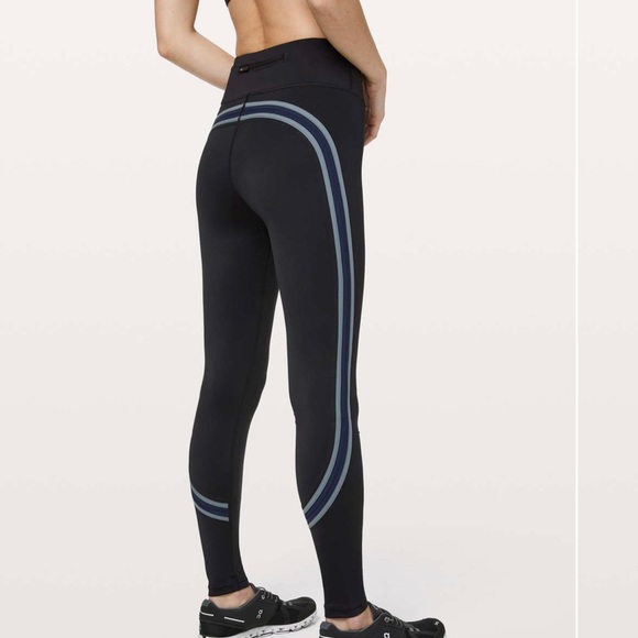 Lululemon Run Crew Tight Black / True Navy / Steam Blue size 4 with 24” inseam - Picture 3 of 12